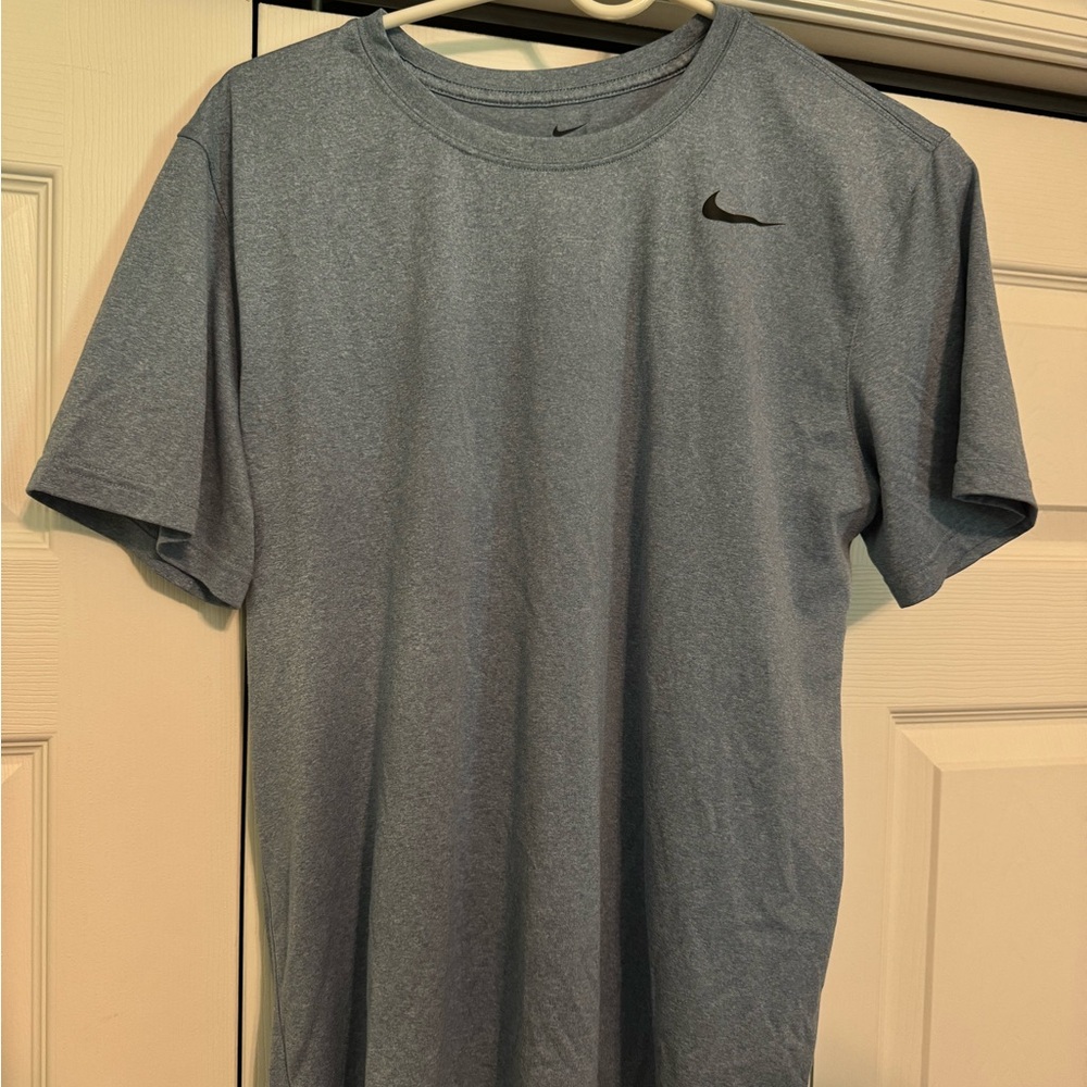 Gray Dri Fit Short Sleeve Tee with Black Nike Logo